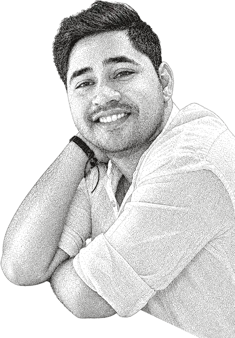 Dr. Vishwin Doda, stipple portrait